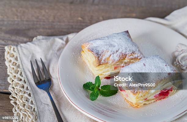 Millefeuille With Fresh Cherry Stock Photo - Download Image Now - Cherry, Mille Feuille, 2015