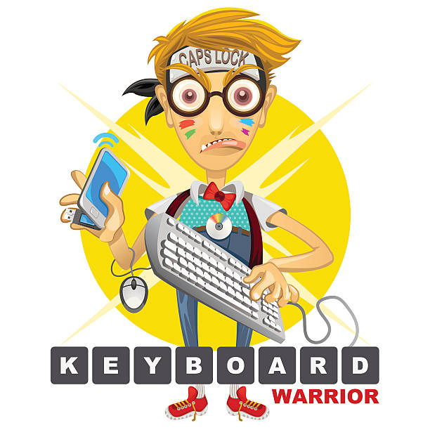 Nerd Geek teclado Warrior medio - ilustración de arte vectorial