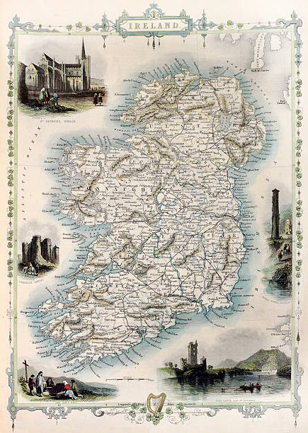 antiguo mapa de irlanda - republic of ireland irish culture old ancient fotografías e imágenes de stock