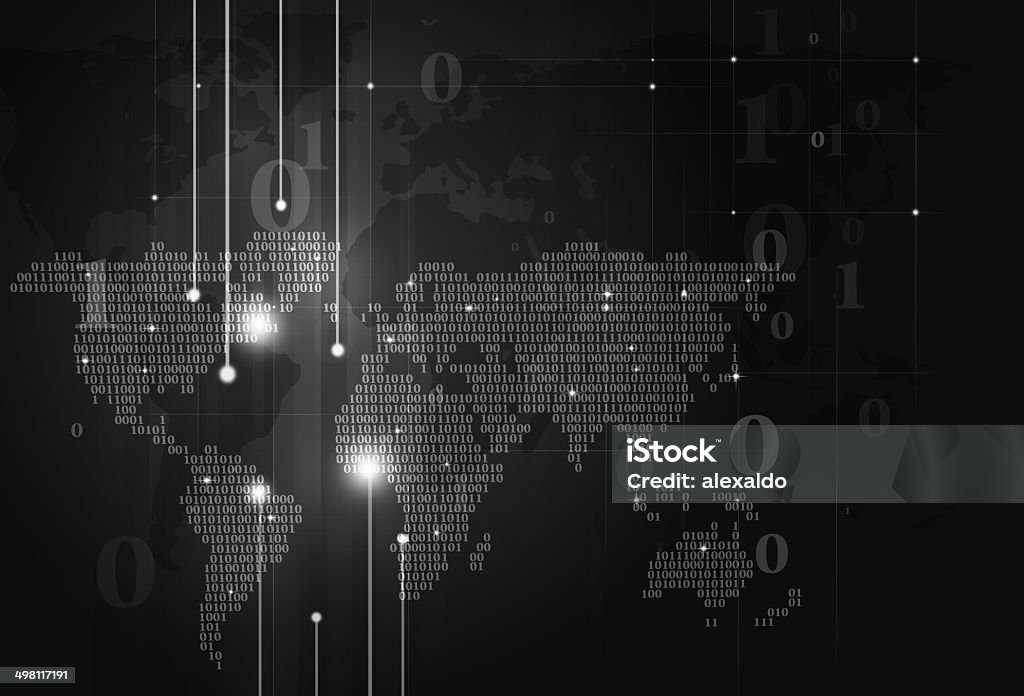 Binary Code Map Dark Background Stock Illustration - Download Image Now ...