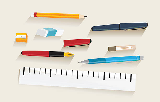 Pens on the table - illustration vector art illustration