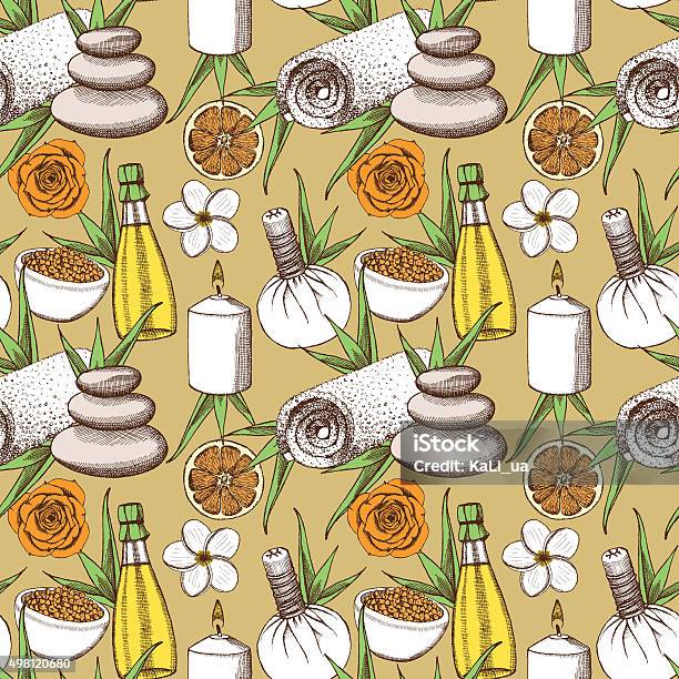 Sketch Spa Pattern Stock Illustration - Download Image Now - 2015, Adult, Backgrounds