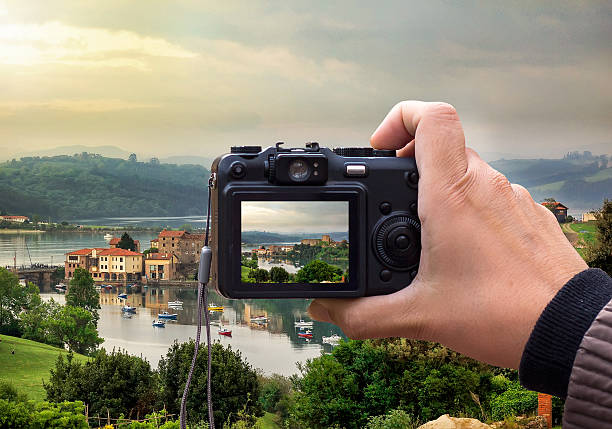 istock Landscape on the rear lcd screen digital camera 498121268