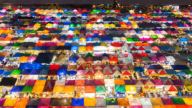 istock Top view of colourful flea market 498124668