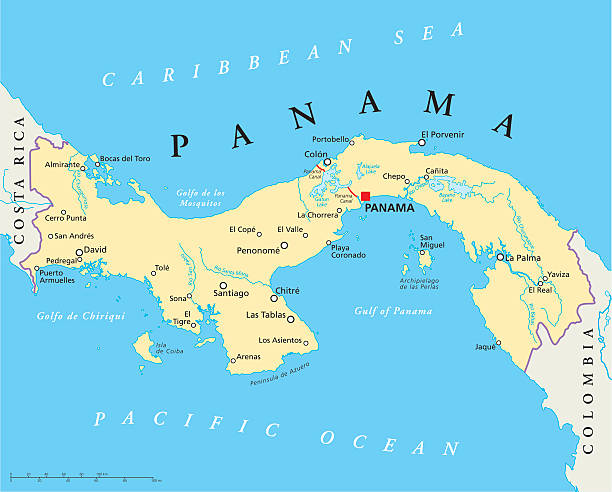 ilustrações de stock, clip art, desenhos animados e ícones de mapa político do panamá - panama