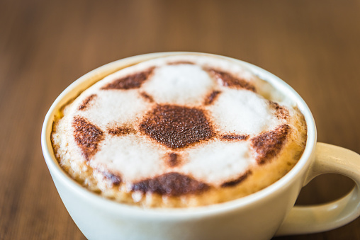 Soccer latte coffee
