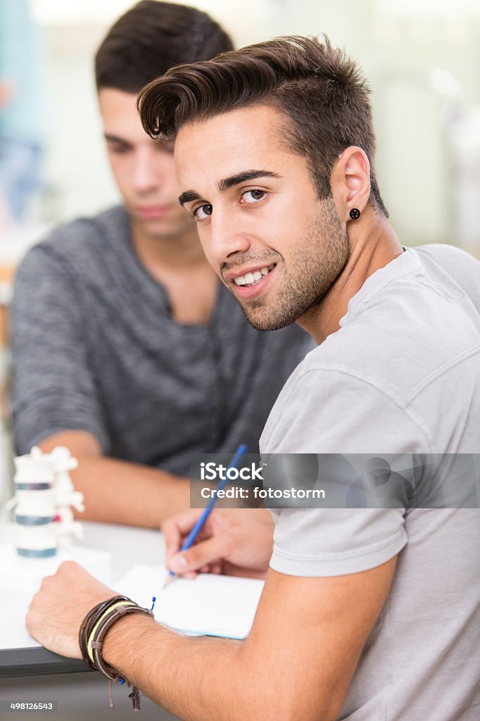 Medical students learning about human spine Medical students learning about human spine. Adult Stock Photo