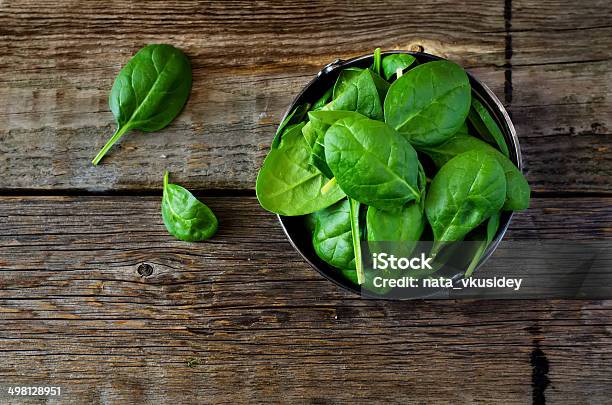 Spinach In The Bowl Stock Photo - Download Image Now - Spinach, Backgrounds, Leaf