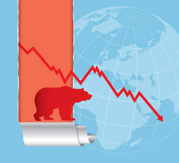 illustrazioni stock, clip art, cartoni animati e icone di tendenza di bear market - nasdaq dow jones industrial average moving down falling