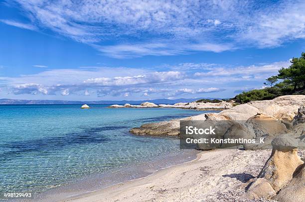 Rocks In A Sandy Beach In Sithonia Chalkidiki Greece Stock Photo - Download Image Now