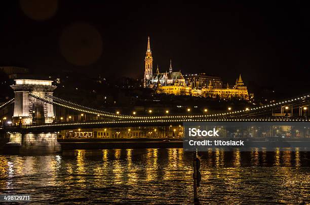 Budapest Chain Bridge At Night Stock Photo - Download Image Now - 19th Century Style, Bridge - Built Structure, Budapest