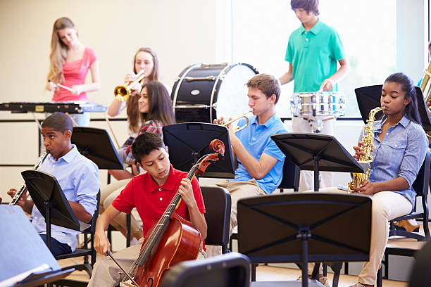 istock Pupils Playing Musical Instruments In School Orchestra 498129971
