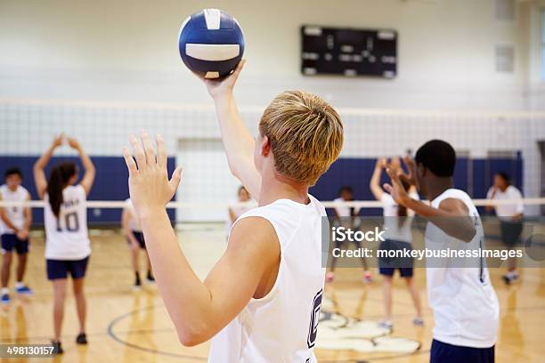 High School Volleyball Match In Gymnasium Stock Photo - Download Image Now - Volleyball - Ball, Teenager, Child