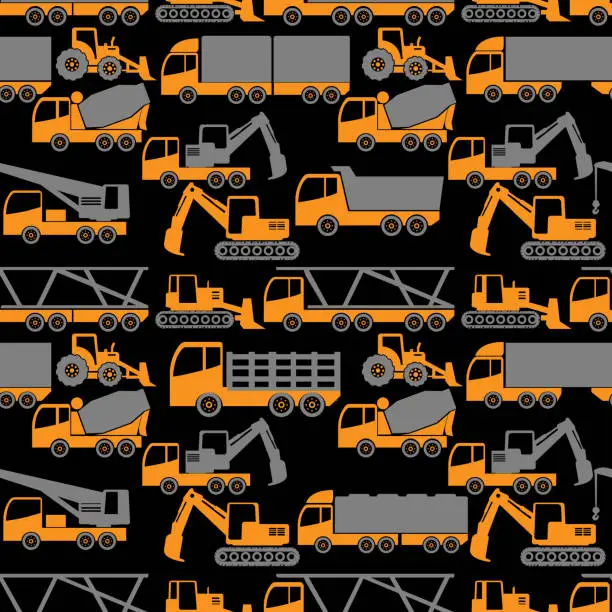 Vector illustration of heavy transportation and construction vehicle