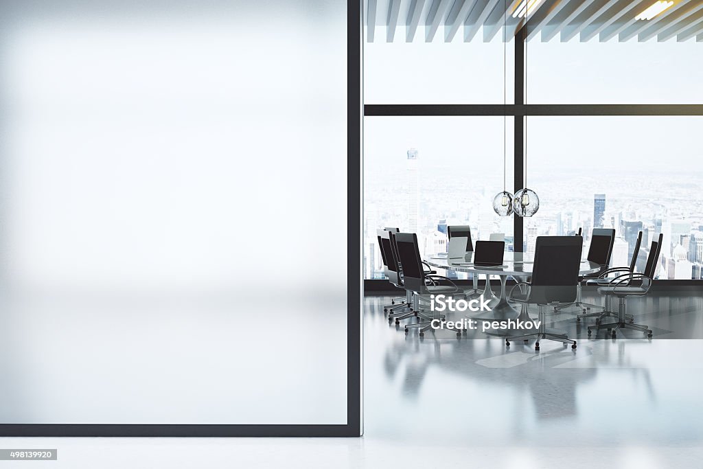 Modern white meeting room with copyspace Table Stock Photo