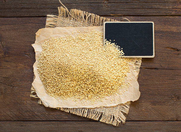 istock Whole wheat CousCous with a small chalkboard 498140040