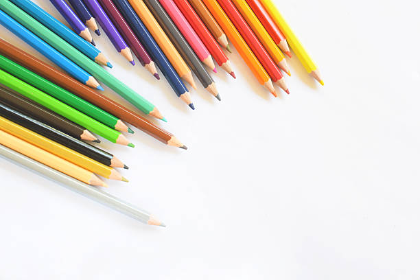 istock Closeup of Colour pencils on white background 498141146