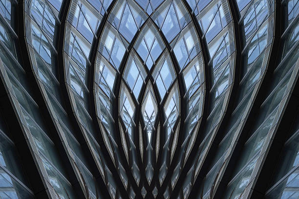 fantástica com alumínio estrutura de vidro em forma de flor-quadro no formato de abacaxi ou - architecture abstract macro built structure - fotografias e filmes do acervo