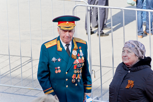 Samara, Russia - May 9, 2015: Russian general on celebration at the parade of annual Victory Day