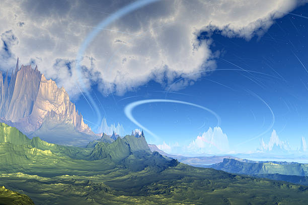 istock Fantasy alien planet. Rocks and lake 498143516