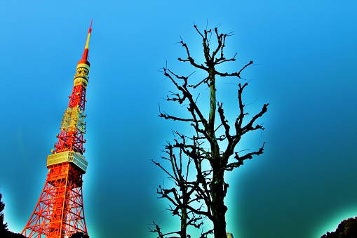 Blue Sky and Tokyo tower,Tokyo JAPAN