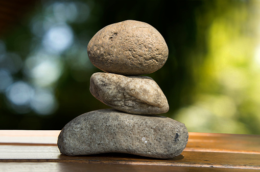 zen rock tri Spiritual stack wood floor stone