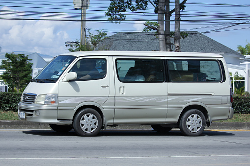 Chiangmai, Thailand -October 15, 2015:  Private Toyota commuter van. Photo at road no.1001 about 8 km from downtown Chiangmai, thailand.