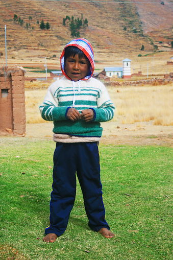 Aymara  poor little boy in the countryside