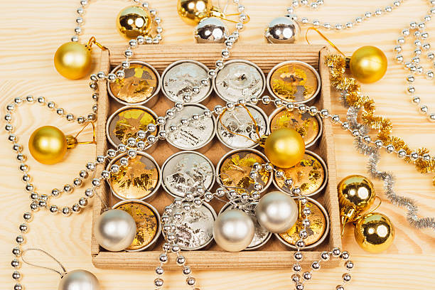 istock Set of Christmas candles and decorations 498149452
