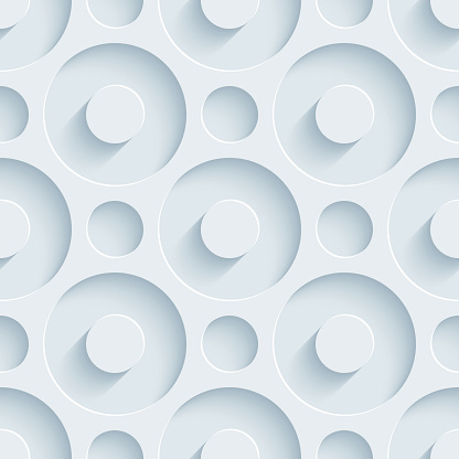 Circles Light Gray Perforated Paper with 3D Effect. 