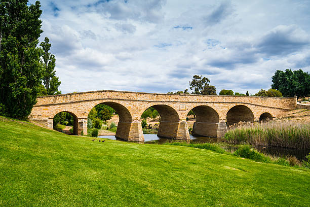Richmond Bridge, heritage arch bridge in the beautiful village of Richmond, north of the city if Hobart. It`s the oldest bridge still in use in Australia. The bridge was constructed in 1823 from sandstone using convict, prisioners labour. Richmond, Tasmania, Australia. Made with Sony A7RII 42MPixel.