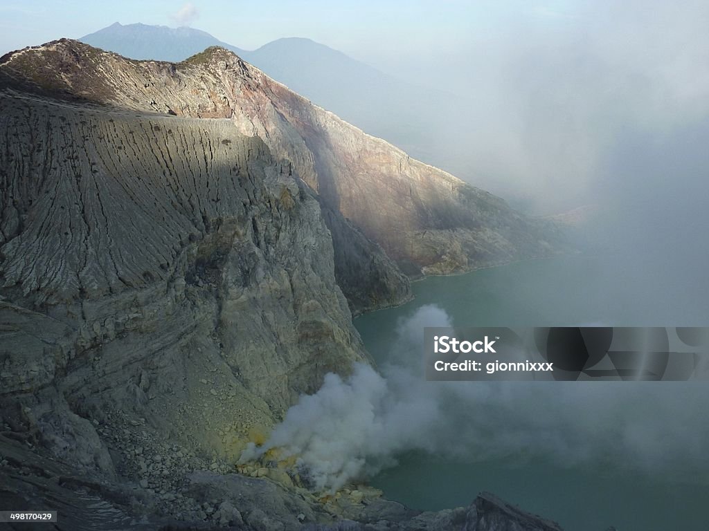 Ijen Volcano acid lake Crater, East Java Indonesia Kawah Ijen Volcano, caldera view - East Java Province Active Volcano Stock Photo