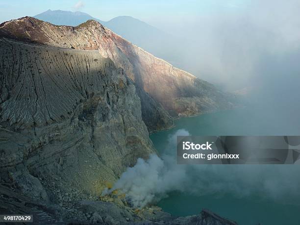 Ijen Volcano Acid Lake Crater East Java Indonesia Stock Photo - Download Image Now - Active Volcano, Asia, At The Edge Of