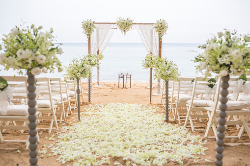 wedding set upWedding setting near the beach