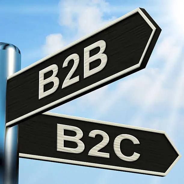 Photo of B2B B2C Signpost Means Business Partnership And Relationship Wit