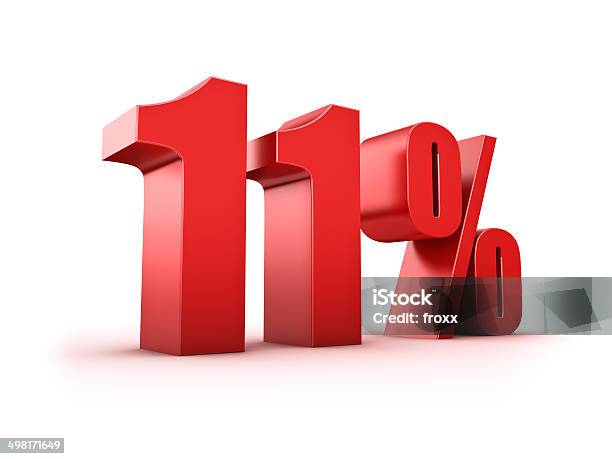 11 Percent Stock Photo - Download Image Now - Number 11, Percentage Sign, Cut Out
