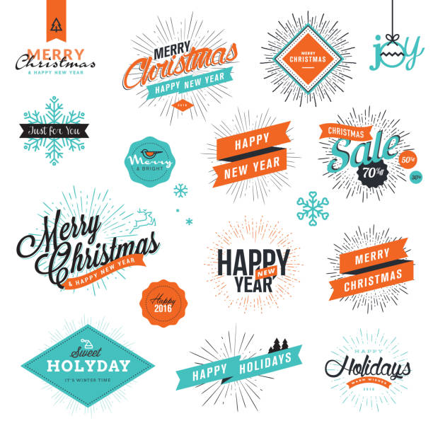 christmas and new year's vintage стиль организма - retro burst stock illustrations