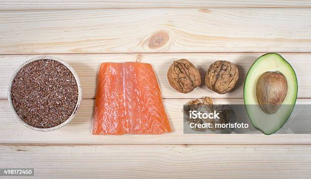 Sources Of Omega 3 Fatty Acids Stock Photo - Download Image Now - 2015, Acid, Avocado
