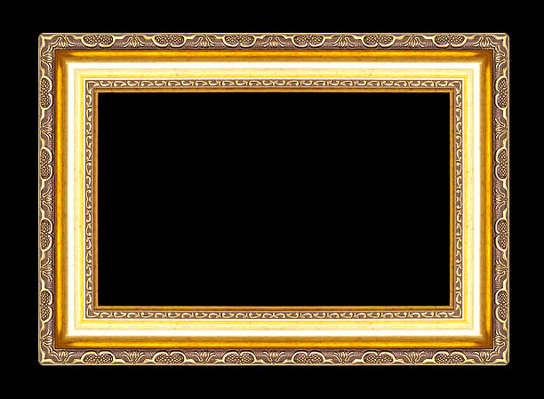istock gold  picture frames. Isolated on black  background 498174029