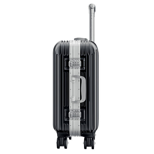 istock Metal luggage black, side view 498174504