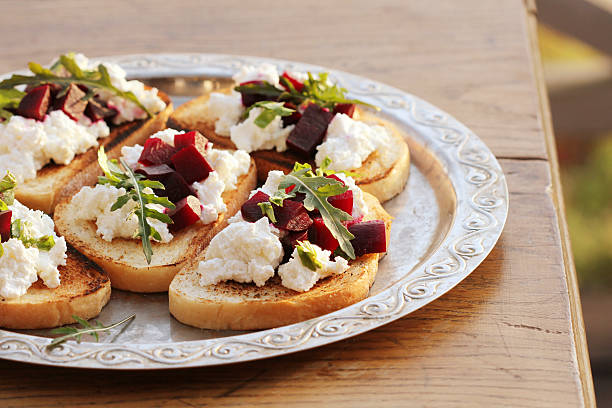 istock Bruschetta with beet, feta and ruccola 498176408