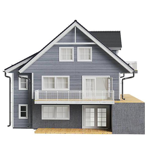 istock Country house wood siding, front view 498186328