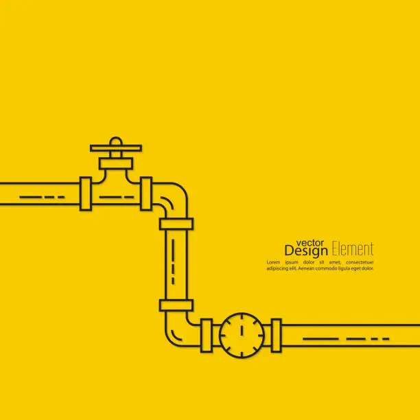 Vector illustration of The pipeline with a stopcock