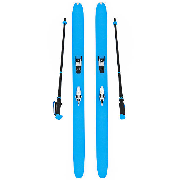 istock Skiing blue ski poles, top view 498187354