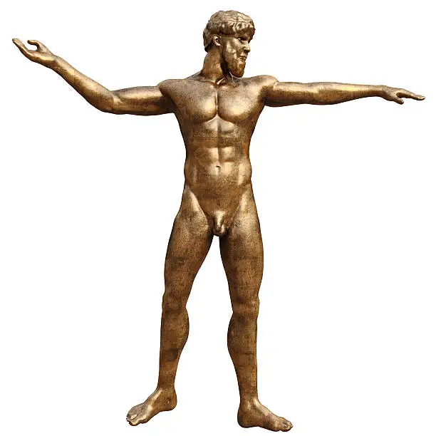 Photo of Bronze statue man, front view