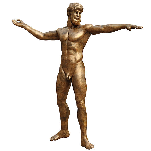 istock Statue of man with golden metal 498187400