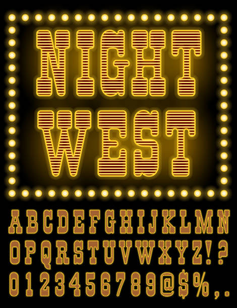 Vegas Night Font vector art illustration