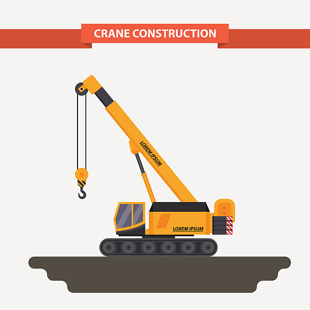 illustrations, cliparts, dessins animés et icônes de grue mobile, tractor. plat, isolé fond - crane mobile crane derrick crane construction vehicle