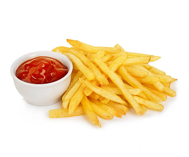 istock Potatoes fries with ketchup close-up isolated on a white background. 498190114