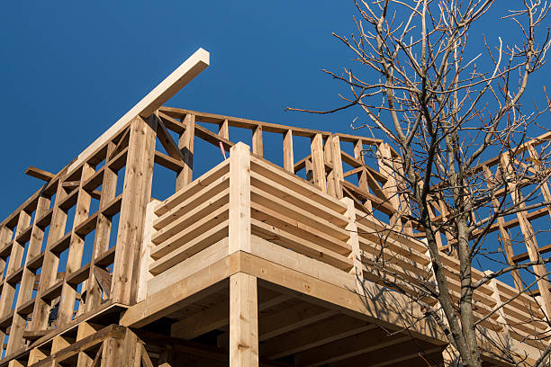 istock Wooden frame of a new house under construction 498190572